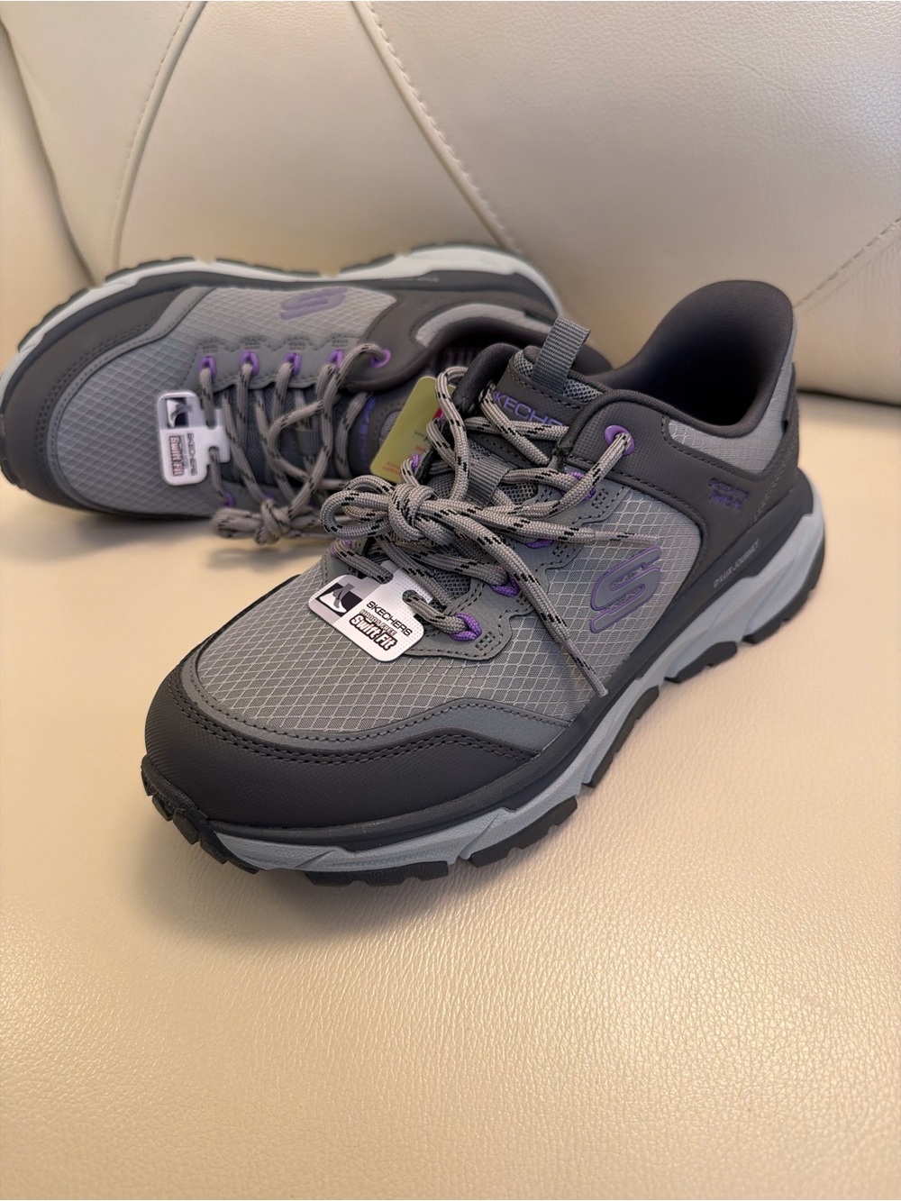 Skechers Women's Gray Sneakers with Purple Accents